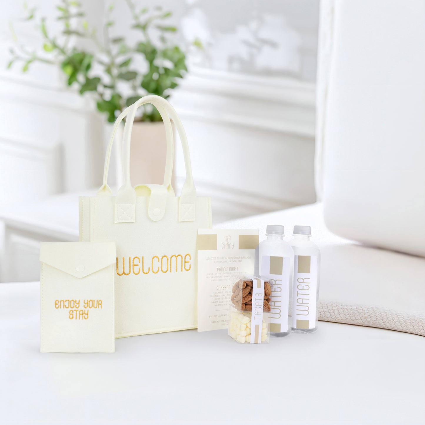 Ivory Felt Welcome Tote - New!