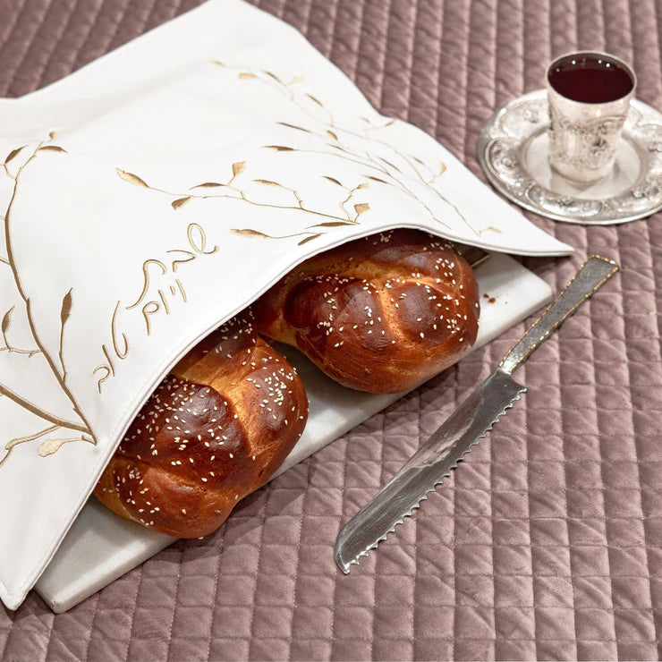 LEAF EMBROIDED CHALLAH COVER