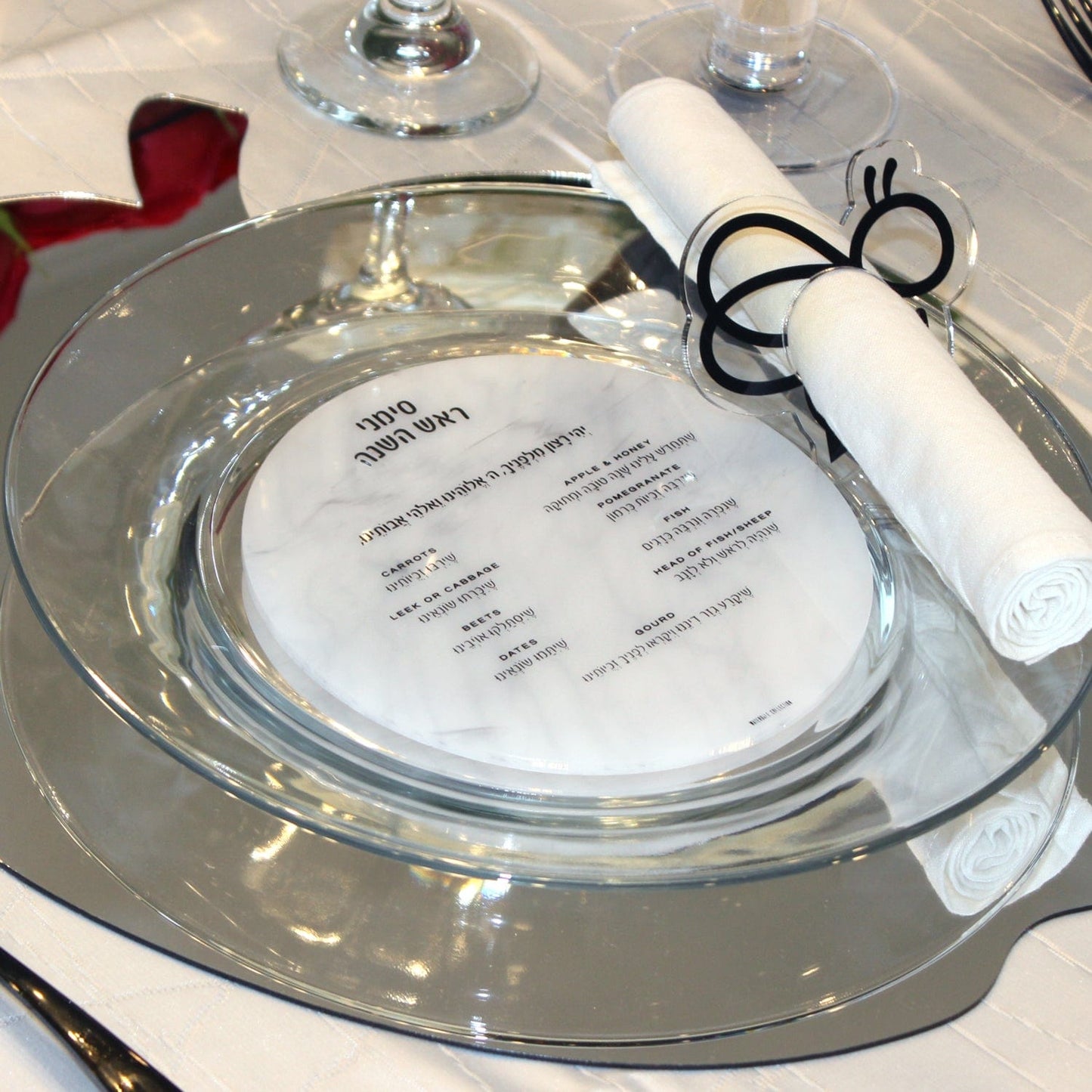 Marble Round Simanim Card - Waterdale Collection