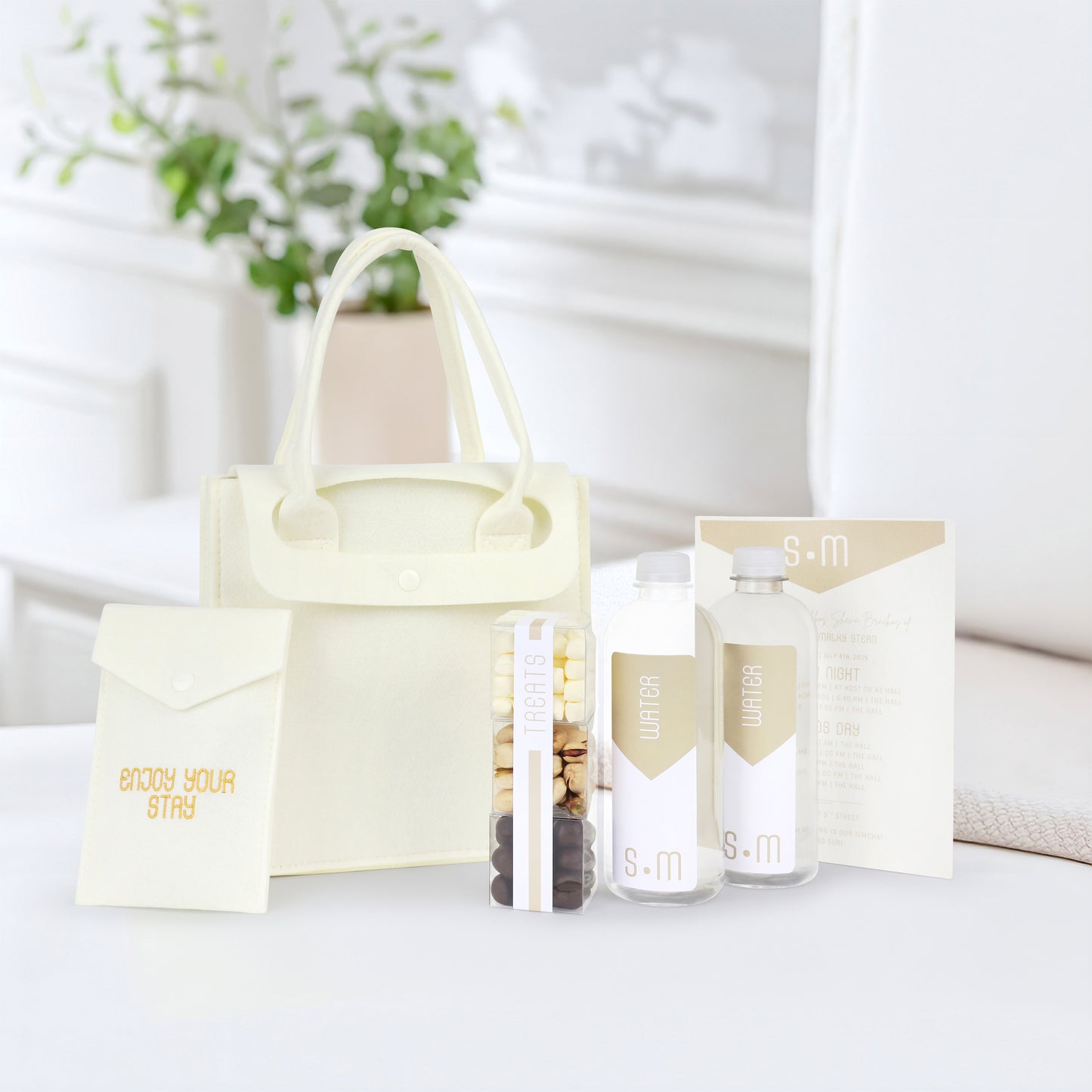 Deluxe Ivory Felt Lid Tote - New!