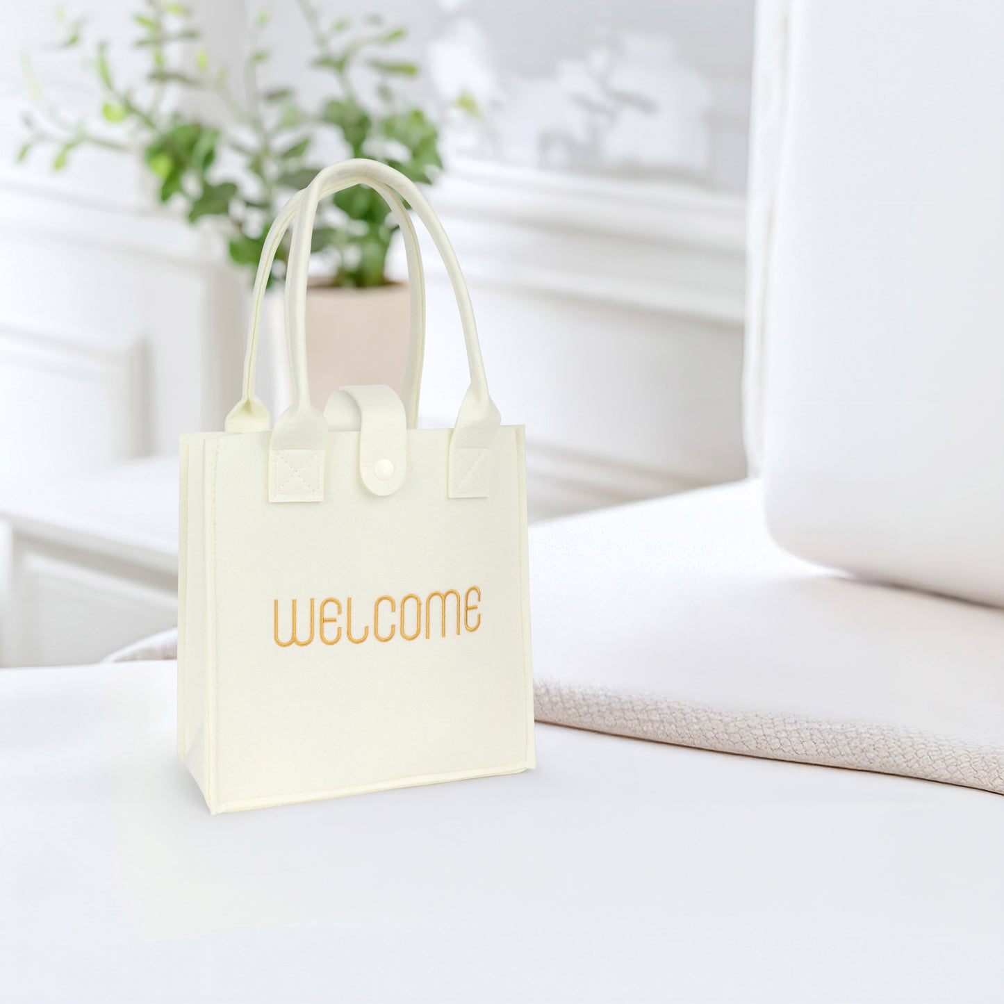 Ivory Felt Welcome Tote - New!