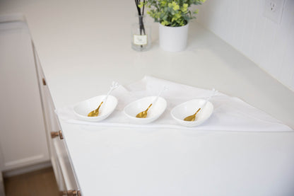 White & Gold Dip Bowls and Spoons Set