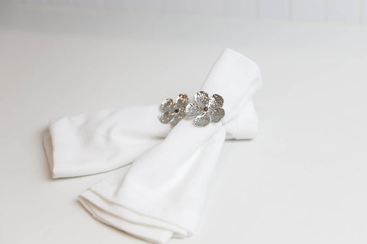 Delicate Silver Flower Napkin Rings