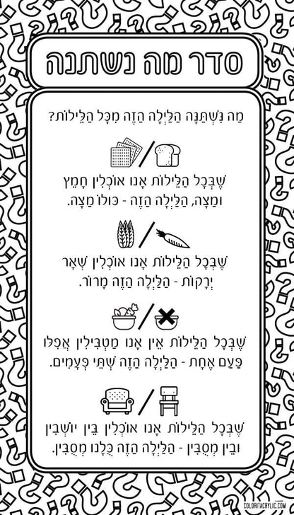 Color it Acrylic Mah Nishtana Card - Waterdale Collection