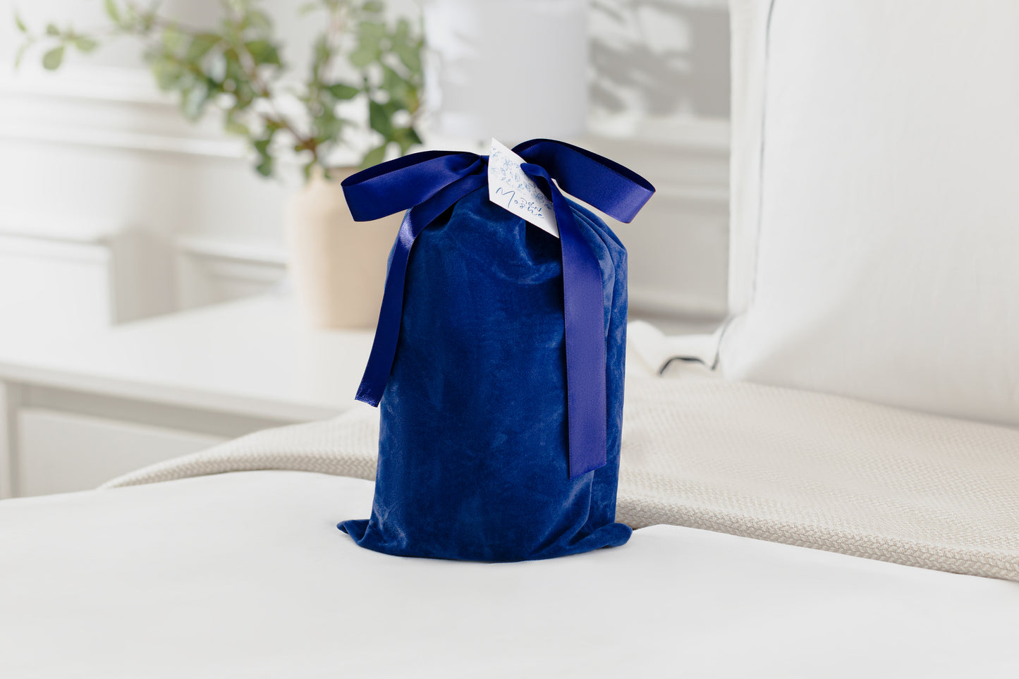 Navy Velvet Bow Bag