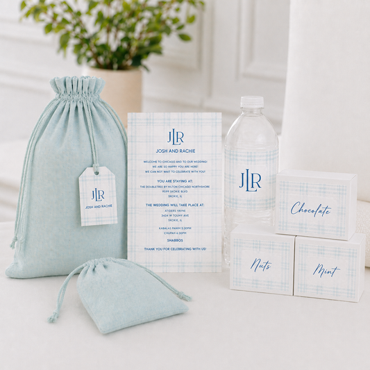 Soft Blue-Green Burlap Welcome Bag