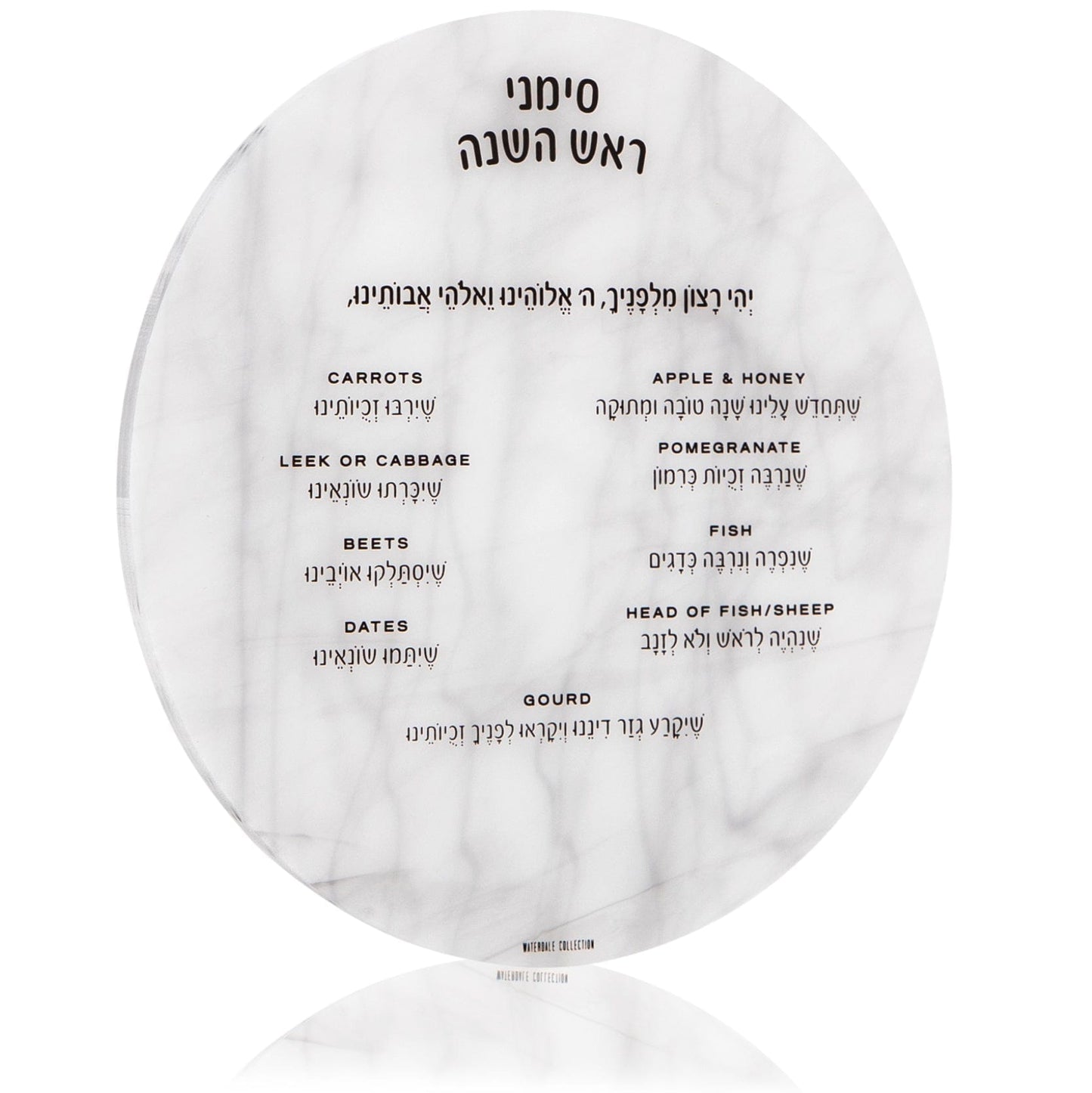 Marble Round Simanim Card - Waterdale Collection