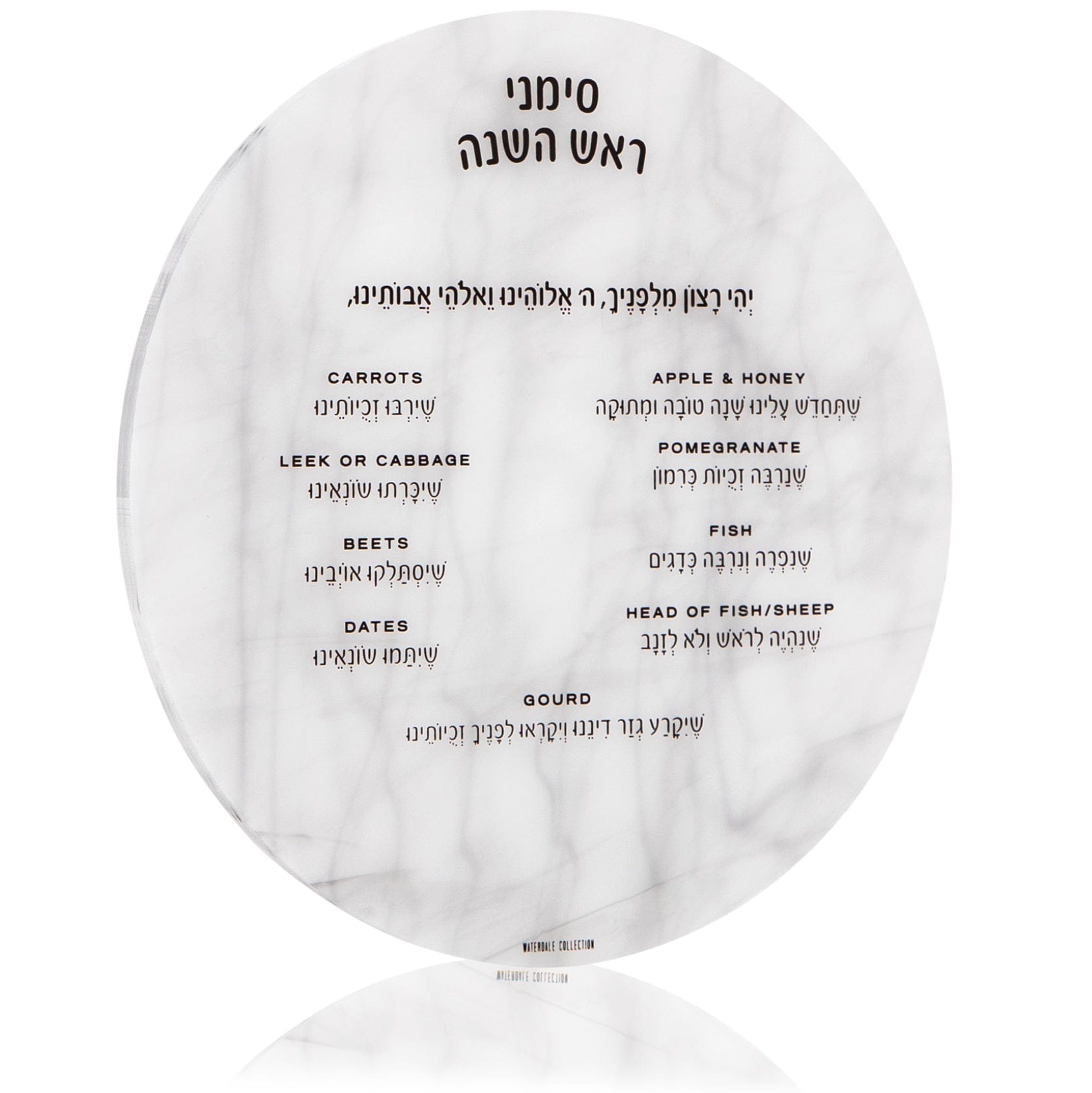 Marble Round Simanim Card - Waterdale Collection