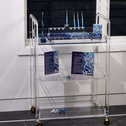 Painted Mosaic Menorah Tray - Waterdale Collection
